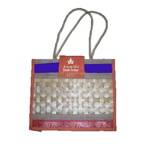 Sac de courses en tissu de jute Bank Sohar, motif losanges, mini taille, poignée en corde, fermeture éclair, usage quotidien - Product Image 5