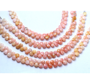 Cuentas de piedra en forma de corazón facetadas de ópalo Rosa Natural de 4mm de alta calidad, hebras sueltas de 6 pulgadas para la fabricación de joyas - Product Image 1