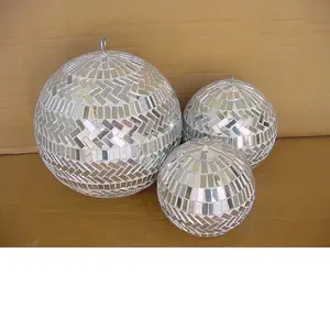 Bola de discoteca de mosaico de plata, adorno festivo navideño colgante, decoraciones navideñas - Product Image 1