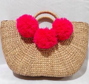 Bolsa de paja de playa de Vietnam con pompón - Product Image 2