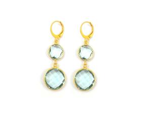 Aqua Quartz Gemstone Plaqué Or Forme Ronde Fait à la Main Ensemble de 5 Pièces Bijoux Cadeau pour Elle Boucles d'Oreilles - Product Image 2