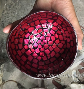 Red Snake Design Inlay Inside Lacquer Coconut Shell Bowl from Vietnam - Product Image 5