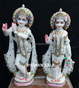 Estatua de Radha Krishna en Mármol Blanco de Makrana, Escultura Religiosa Hecha a Mano con Diseño Moderno, Duradera para Hogar u Oficina - Product Image 1