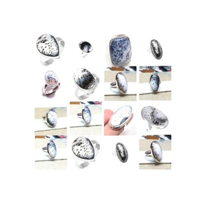 Anillo de ágata dendrítica Oval Redondo Pera cuadrado Fancy Rectángulo Mezcla Forma Piedra preciosa natural Cabujón Plata de Ley 925 - Product Image 1