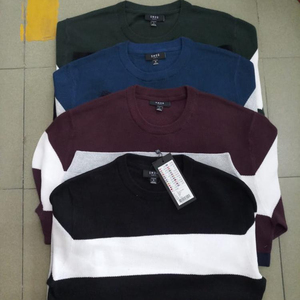 Pull à col rayé pour homme, coupe slim, décontracté chic, manches longues, respirant, anti-rétrécissement, polyester/coton, automne - Product Image 1