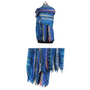 Étole réversible, enveloppement indien vintage en soie cousu pour filles, écharpes ethniques Sari patchs écharpe réversible écharpe rayée colorée - Product Image 1