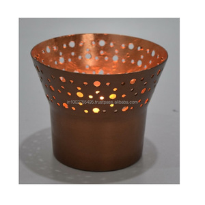 Porte-bougie chauffe-plat en fer finition or noir fait main 12x12x11 cm – Décoration de table de mariage, cadeau de Noël, décoration intérieure - Product Image 6