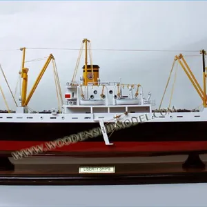 LIBERTTY SHIPS - WW II NAVAL CARGO SHIPS WOODEN MODEL BOAT - WOODEN HANDICRAFT MODEL