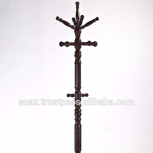 Porte-manteau artisanal, support en bois massif sculpté - Product Image 2