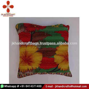 Indian New Print Vintage Sari Kantha Couch <b>Cushion</b> Cover - Product Image 1