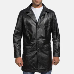 2021 Men's High Class Fashionable Alan Black Real Cow hide Leather Coat With Top Quality Material