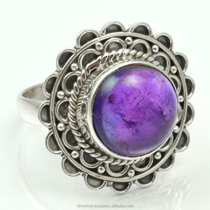 Amethyst Gemstone Round <b>Shape</b> Faceted Cut 925 Sterling Silver Bezel Setting Ring Silver Ring Fine Jewelry Purple <b>Colour</b> Ring - Product Image 1