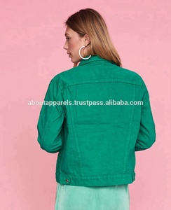 Chaqueta corta de mezclilla y algodón de gran tamaño para mujer, chaqueta vaquera verde, nueva tendencia - Product Image 2