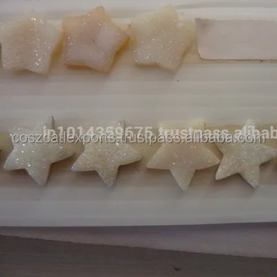 Cristais de cabochão em forma de estrela, cor natural, ágata drusy, cristais cura, pedras preciosas, atacado