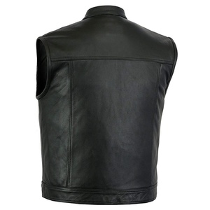 OEM 2025 Unisex personalizado hombres Club estilo motorista chaleco negro cuero sin cuello piel nueva venta al por mayor personalizado calle chaleco precio barato - Product Image 2