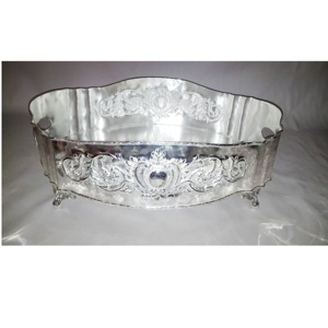 Bandejas de servicio ovaladas en relieve plateadas para bodas/fiestas/hogar/HOTEL - Product Image 1