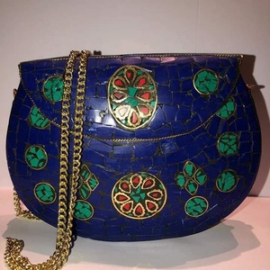 Bolso de Mensajero Estilo Bohemio Indio con Mosaico, Bolso de Mano de Lujo para Eventos Nocturnos, Bolso de Mano Metálico para Mujer, Bolso de Mano Boho para Bodas, Hecho a Mano, Venta al por Mayor - Product Image 1