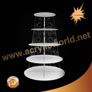 คริลิคที่ชัดเจนรอบยืนคัพเค้ก/ยืนเค้กแต่งงานกับดอกไม้เสากลวง - Product Image 1