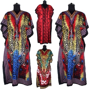 2025 pur, respirant coton mer folie Bling vêtements de plage long caftan Top qualité main bloc impression Floral Design caftan taille libre - Product Image 1