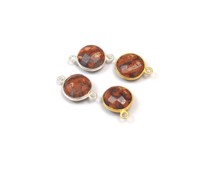 Atractivo conector bohemio joyería hecha a mano jaspe bisel de múltiples piedras preciosas piedra natal chapada en oro hallazgos de joyería natural - Product Image 1