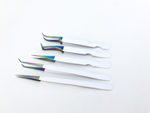 แหนบต่อขนตา45องศาทำจากสแตนเลสหัวไฟเบอร์แบบมืออาชีพทนทาน - Product Image 5