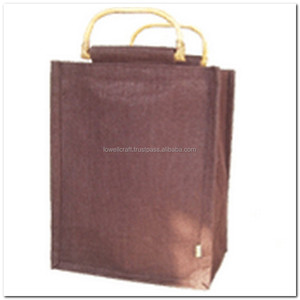 Sac de transport de vin en tissu de jute naturel écologique fait à la main Capacité de six bouteilles avec motif géométrique pour les amateurs de vin - Product Image 1