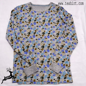 Fábrica de OEM de 220gsm azul marino Camiseta de manga larga con logo impreso Camiseta de manga larga de compras en línea de algodón de Bambú - Product Image 2