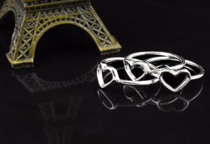 Bagues en argent blanc en forme de cœur, en argent Sterling 925, vente en gros - Product Image 3