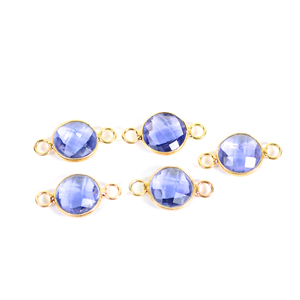 Pendentifs et Breloques Fins en Tanzanite et Quartz Hydro, Plaqué Platine Argent 925, Connecteur à Sertir 10 MM, Double Bélière, Personnalisables - Product Image 2