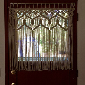 Cortina de macramé grande para interiores asequible, hecha de cuerda de algodón puro, cortinas colgantes de pared de macramé de proveedor indio - Product Image 2