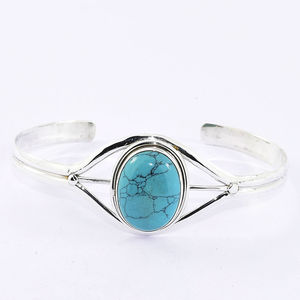 Lassic-pulsera de plata de ley 925 con piedras preciosas turquesa, joyería con aspecto de gota - Product Image 1