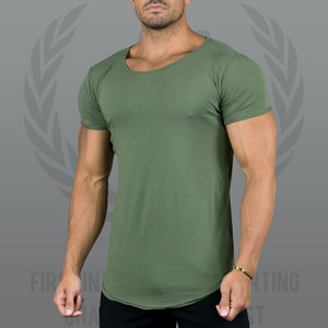 Camisetas de gimnasio personalizadas para hombre 95% algodón 5% Elastano Slim Fit Jersey dobladillo curvo cuello redondo de talla grande ropa de fitness muscular - Product Image 3