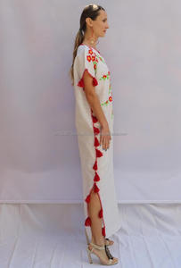 Robe de plage en paillettes avec des fleurs, fente latérale, ample, Cover-Up pour les vacances, style indien, broderie, modèle tendance, dubaï, - Product Image 3