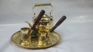 Konka — cafetière avec poignée en bois poli, faite à la main, turque, en laiton, nouvelle collection - Product Image 4