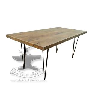 Table de salle à manger en épingle à cheveux industrielle antique en bois massif en métal et fer Design rustique pour cuisine Restaurant salon utilisation à l'hôpital - Product Image 1