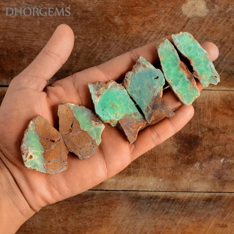 Natural chrysoprase rough pair Australian gemstone chrysoprase wholesale gemstone natural green gemstone slice pendant