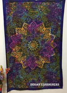 Tapiz Mandala de Flores Gemelas Hecho a Mano, Tapiz de Pared de Algodón con Estampado Floral Multicolor para Decoración del Hogar, por Proveedores Indios - Product Image 4