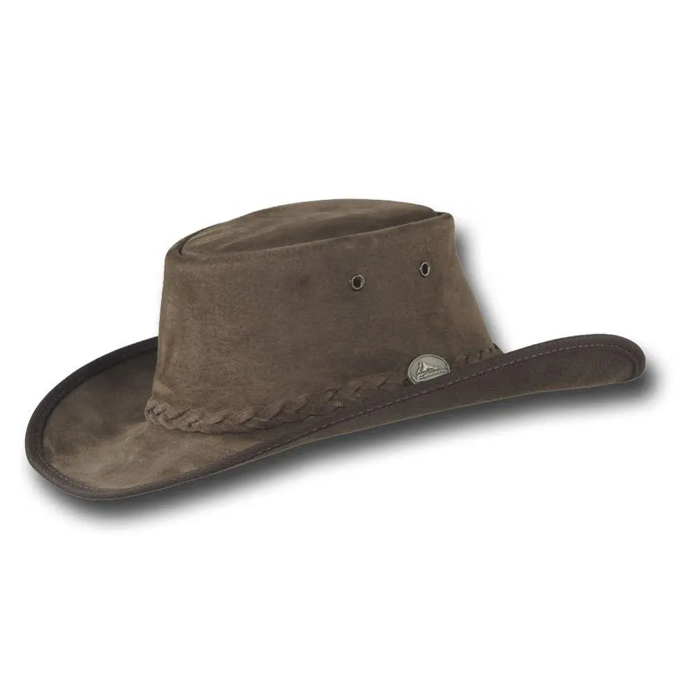 Обувь из натуральной замшевой кожи; Высокая шляпа, кожа ковбойская шляпа, шапка-роскошный коричневый LCH-0006