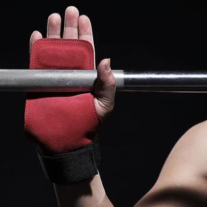 Poignées de poignet en cuir véritable, de sport, d'entraînement de force, de levage, de paume d'assistance, 2 doigts, blanches - Product Image 6