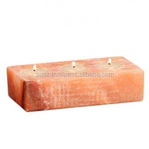 Sel 3 bougeoir Organique sel De cristal de L'himalaya bougeoir Naturel Fabriqué à Trois Trous De L'himalaya Sel Bougeoir - Product Image 3