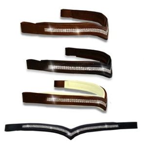 Horse <b>Crystal</b> Leather Brow Band Premium <b>Accessory</b> in Black/Brown/Tan for Full/Cob/ Sizes - Product Image 1