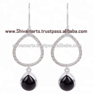 Beautiful Solid 925 Sterling Silver <b>Earring</b> For Women Natural Black Onyx Gemstone <b>Rhodium</b> & Silver Plated Jewelry Manufacturer - Product Image 3
