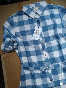 100% nuevo excedente marca Etiqueta de talla grande señoras mujeres largo Casual Plaid botón camisa blusa Tops 100% algodón Bangladesh - Product Image 3