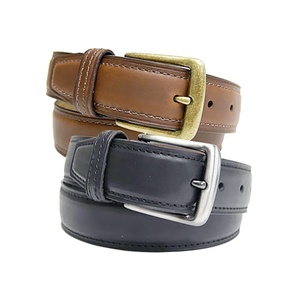Ceinture en cuir marron rustique pour hommes Bracelet en cuir de vachette véritable avec boucle en argent mat Style décontracté à usage quotidien pour toute tenue - Product Image 1
