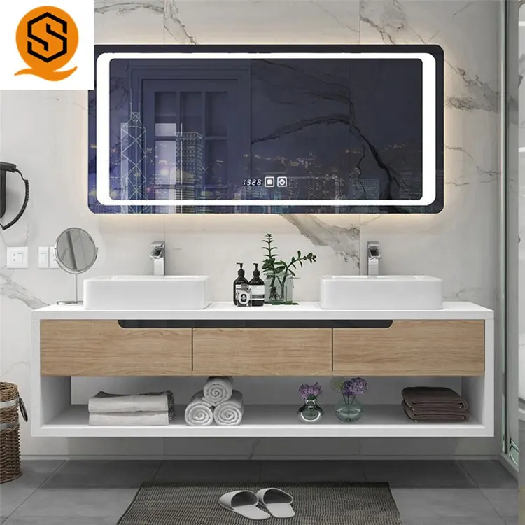 Tocador de baño moderno de estilo europeo, encimera de tocador de superficie sólida de baño del fabricante