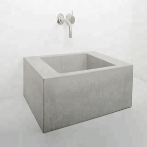 เวียดนามน้ำหนักเบาไฟเบอร์คอนกรีตตารางอ่างล้างจานห้องน้ำที่ทันสมัยออกแบบผลิตภัณฑ์ติดผนังล้างทำความสะอาดได้อ่างล้างจานซีเมนต์ - Product Image 1