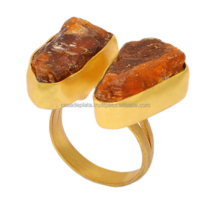 Genuino citrino áspero piedra preciosa Solid925 anillo de plata esterlina hecho a mano oro Vermeil joyería Fabricante Mayorista CASA DE PLATA - Product Image 1