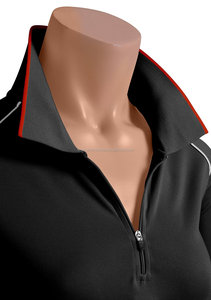 Femmes Personnalisé Demi Manches zippé Polo Noir - Product Image 4