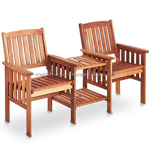 Ensemble compagnon de meubles de jardin d'extérieur causeuse et banc en bois pour se divertir - Product Image 1