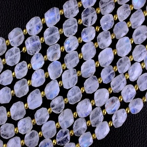 ลูกปัดรูปไข่สีรุ้งธรรมชาติสีรุ้งเหลี่ยมเพชรพลอยสีขาวกับอัญมณีฉูดฉาดสีฟ้าสำหรับเครื่องประดับแฮนด์เมดแบบทำมือ - Product Image 1